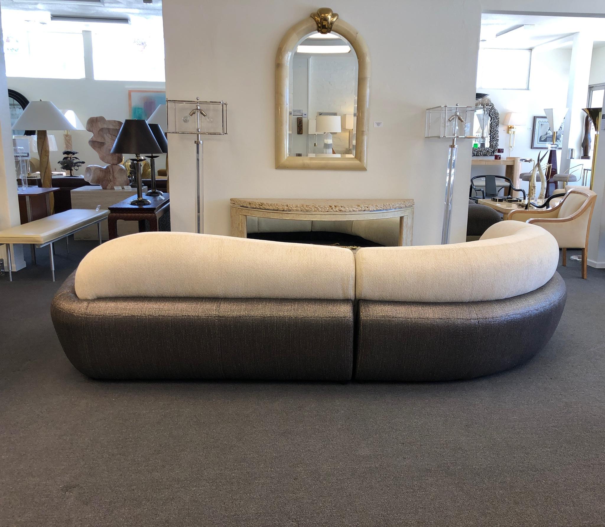 Late 20th Century Off White and Brown Freeform Sectional Sofa