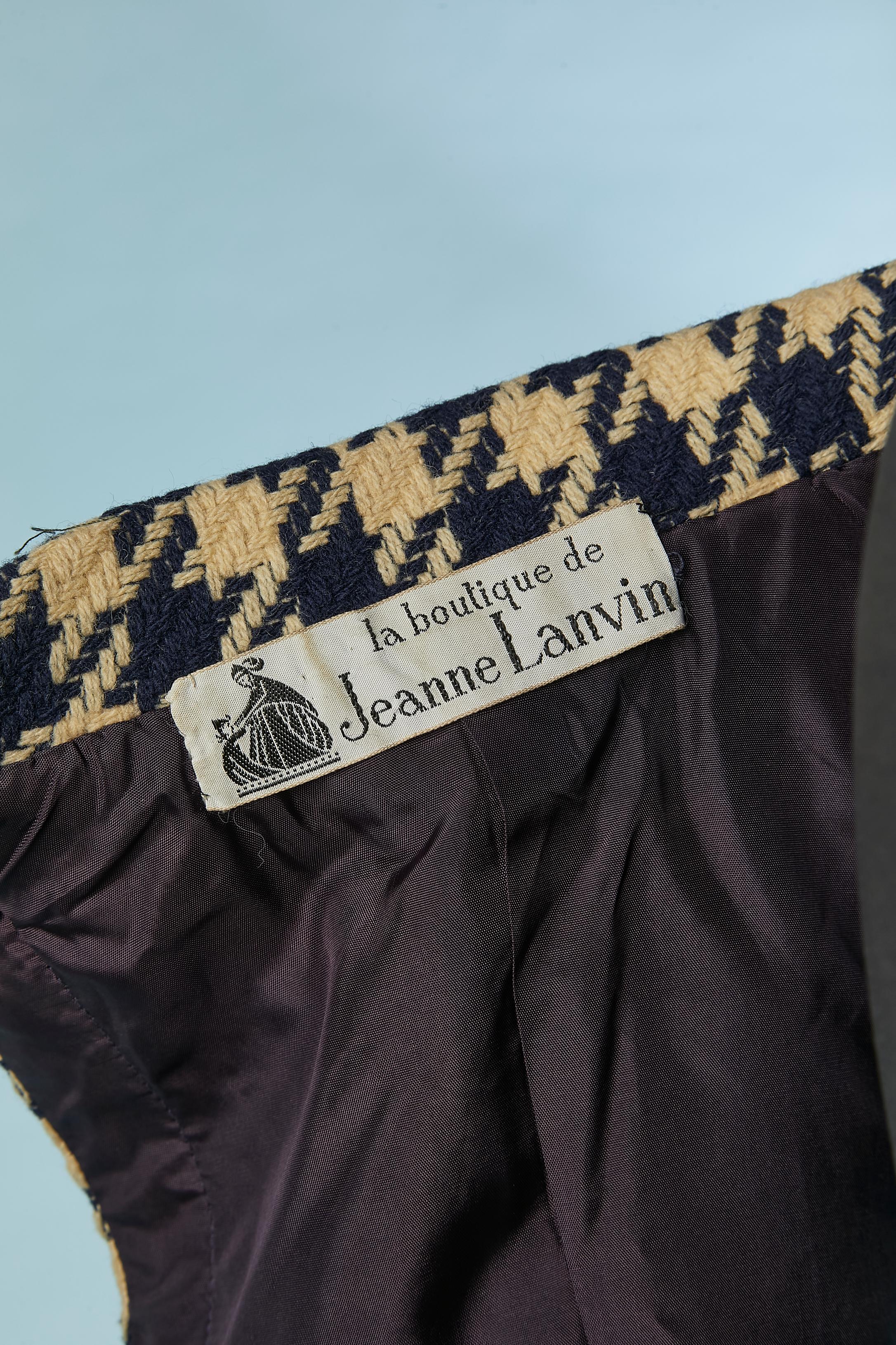 Off-white and navy blue Pied de coq skirt-suit La Boutique de Jeanne Lanvin  For Sale 4