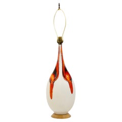 Off White And Orange Ceramic Drip Glaze Table Lamp