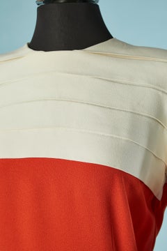 Off-white and red crêpe top and skirt ensemble EMMANUELLE KAHNH