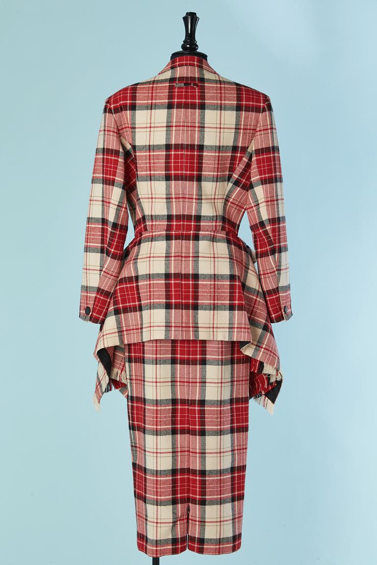 Off-white and red Tartan skirt-suit Jean-Paul Gaultier Femme 3