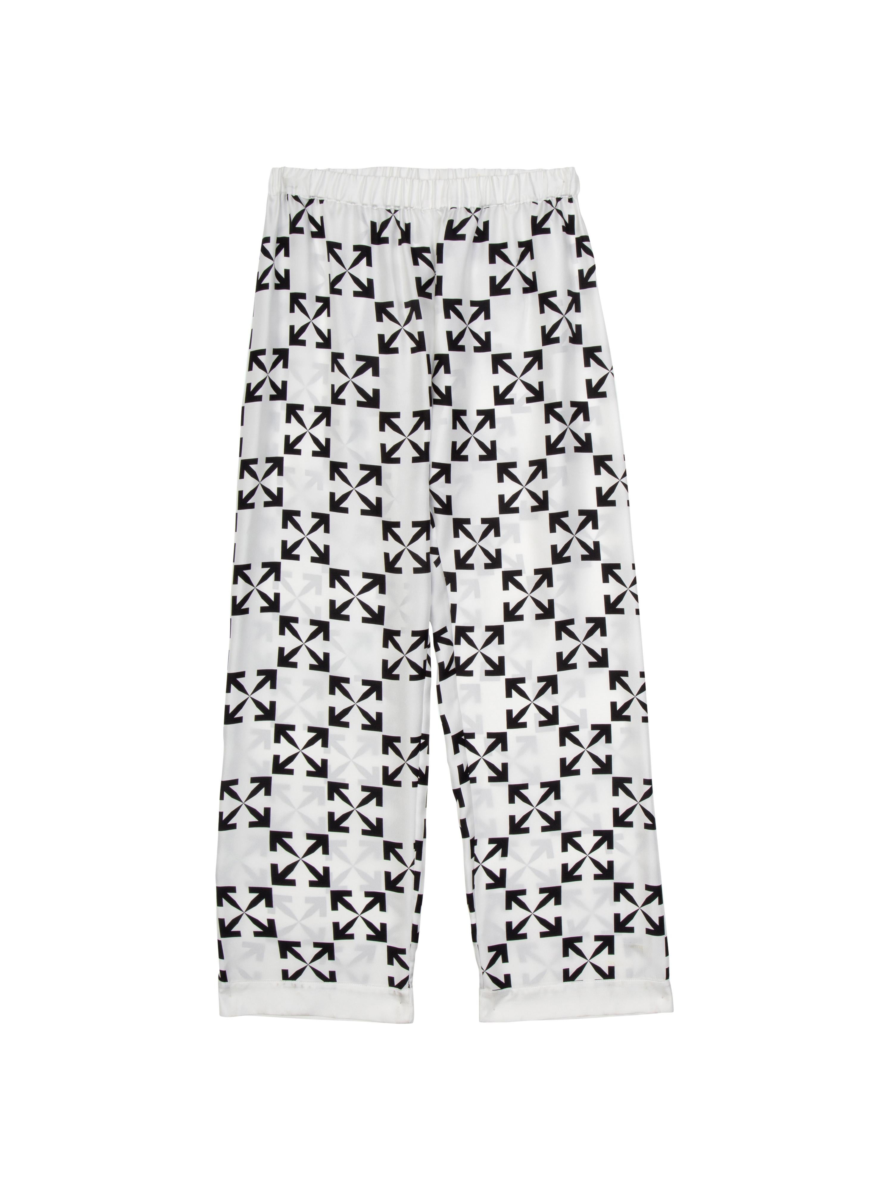 Italian Off-White Arrow Pattern Pijama White Black Small For Sale