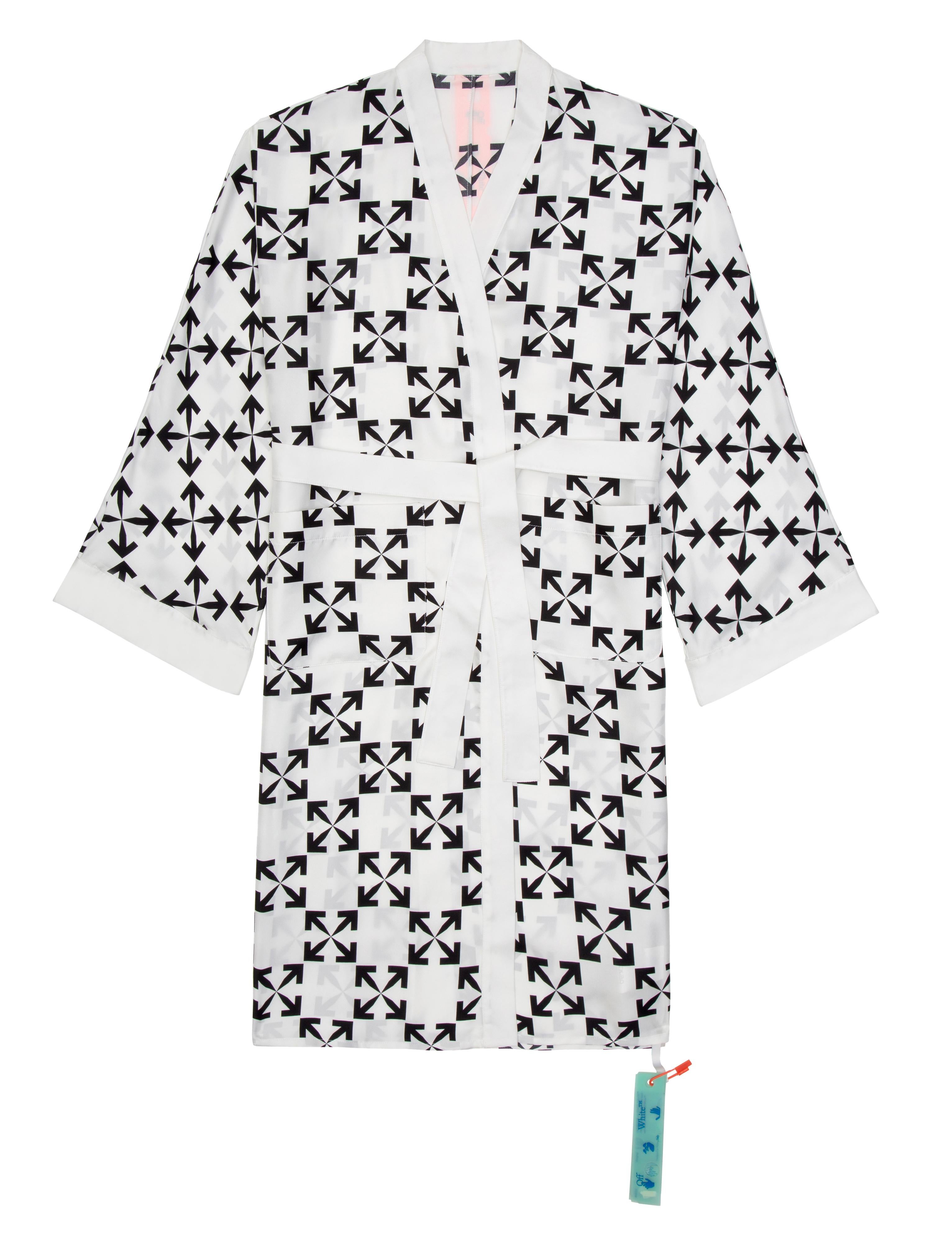 Off-White Arrow Pattern Robe White Black Small For Sale