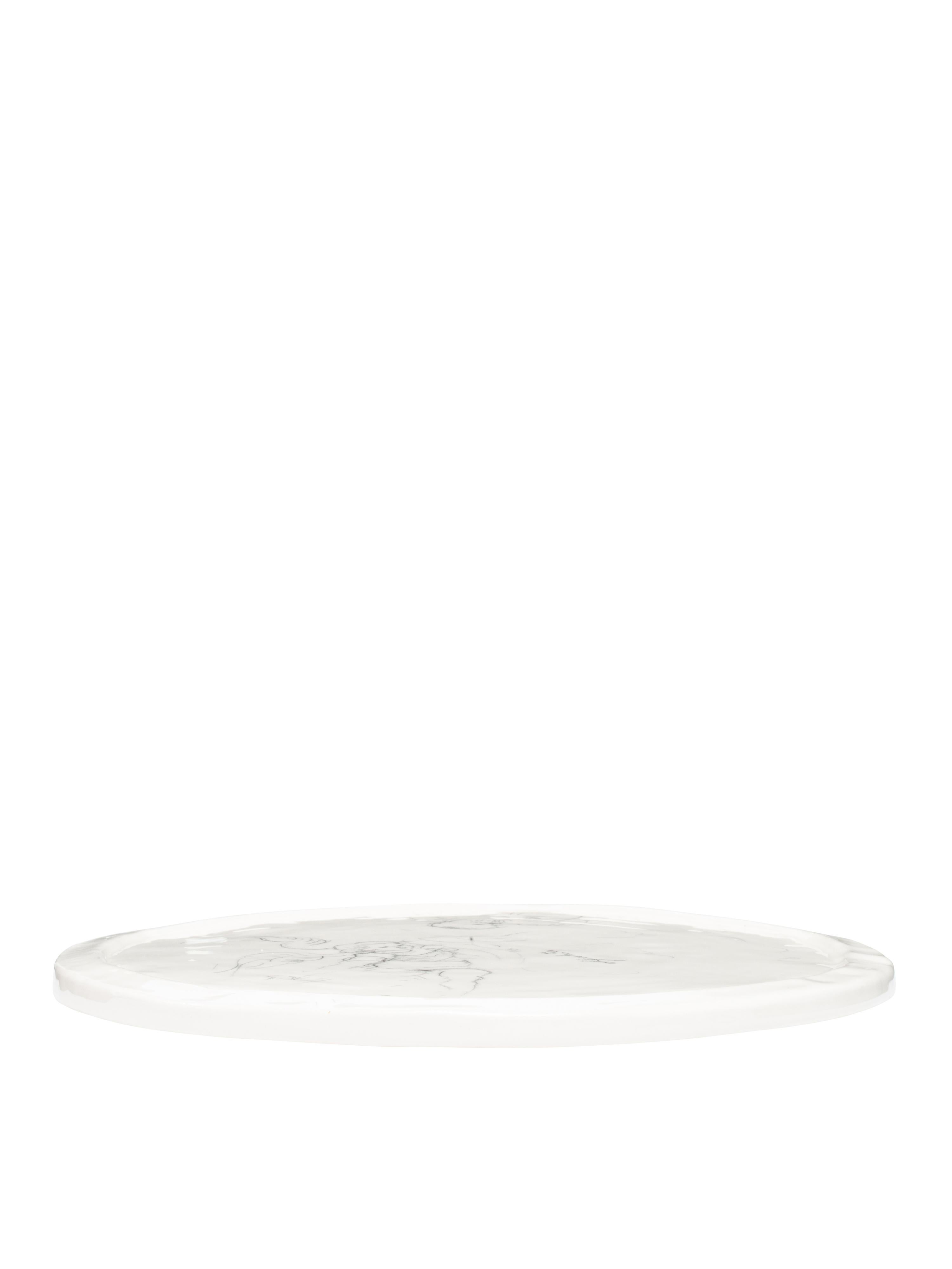 Italian Off-White Art Ceramics Plate D26 White Black