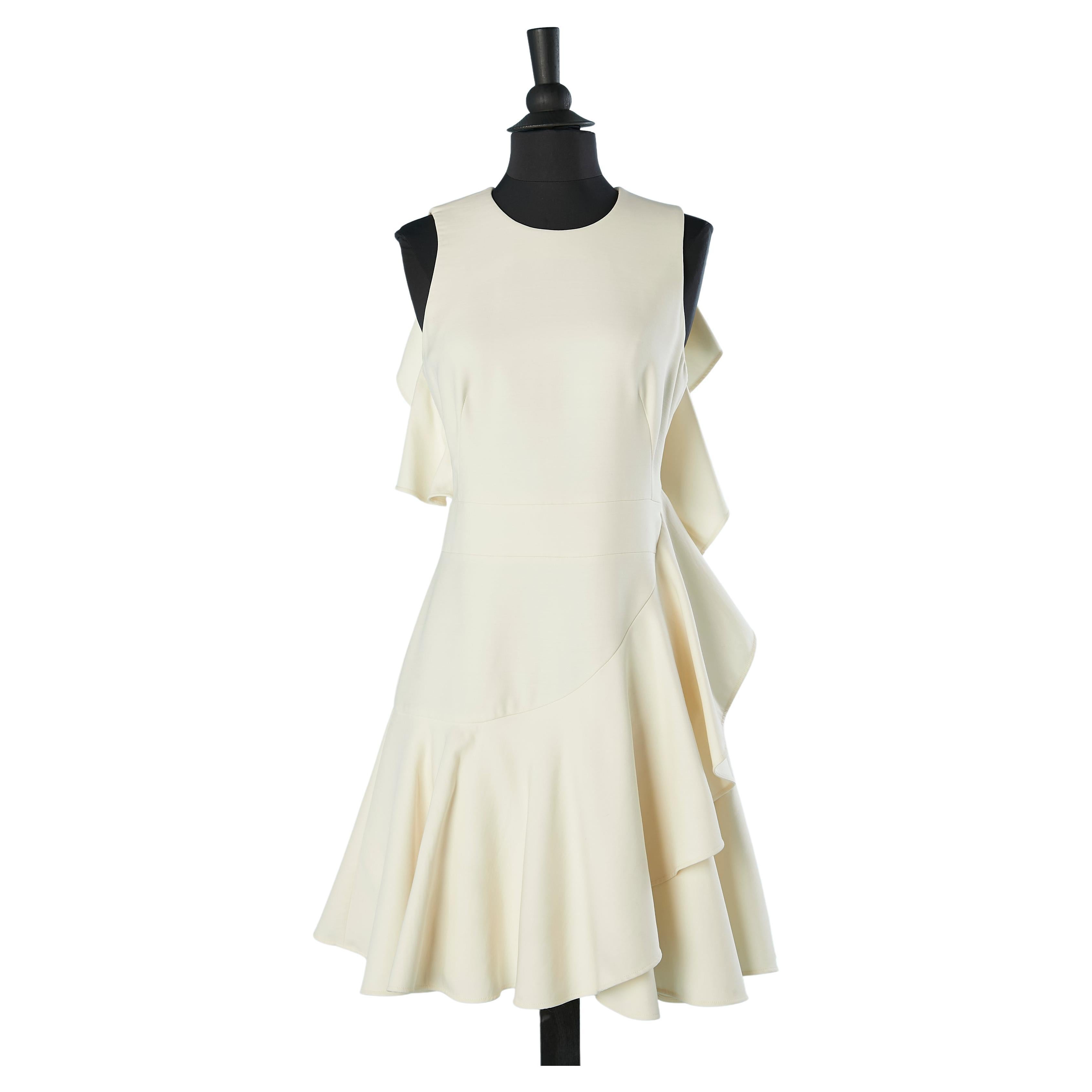 Off-white asymmetrical cocktail dress with ruffles Alexander McQueen  For Sale