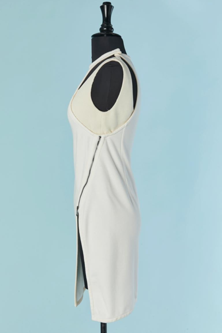 Abito da cocktail asimmetrico bianco sporco con zip VERSACE in vendita 2