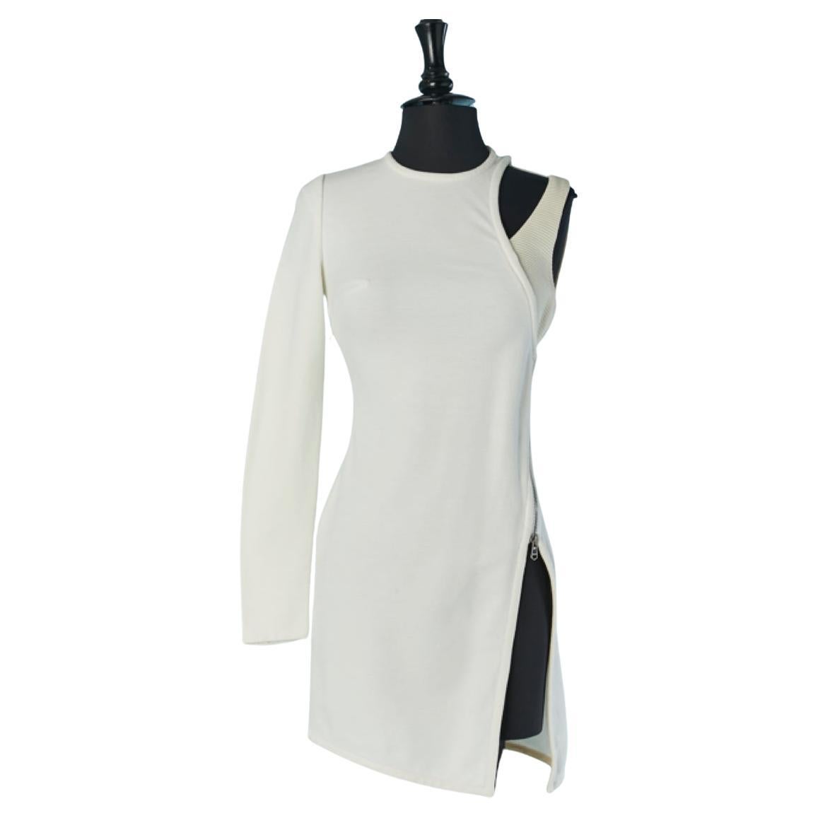 Off-white asymmetrisches Cocktailkleid mit Reißverschluss VERSACE