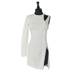 Vestido de cóctel asimétrico blanco roto con cremallera VERSACE