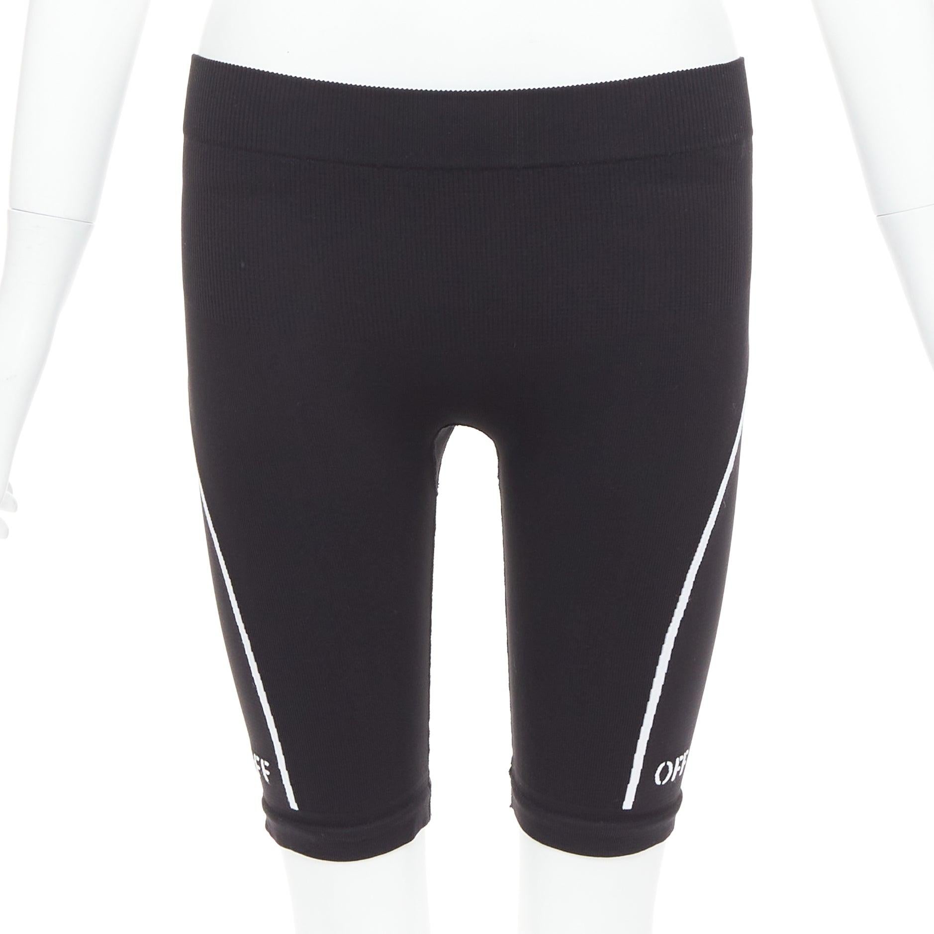 Black OFF WHITE Athleisure Virgil Abloh eco friendly black cyclist shorts M For Sale