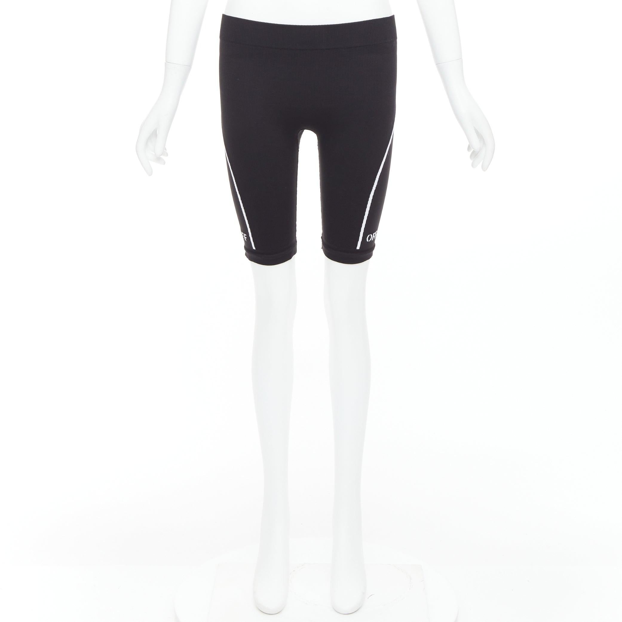 OFF WHITE Athleisure Virgil Abloh eco friendly black cyclist shorts M For Sale 4