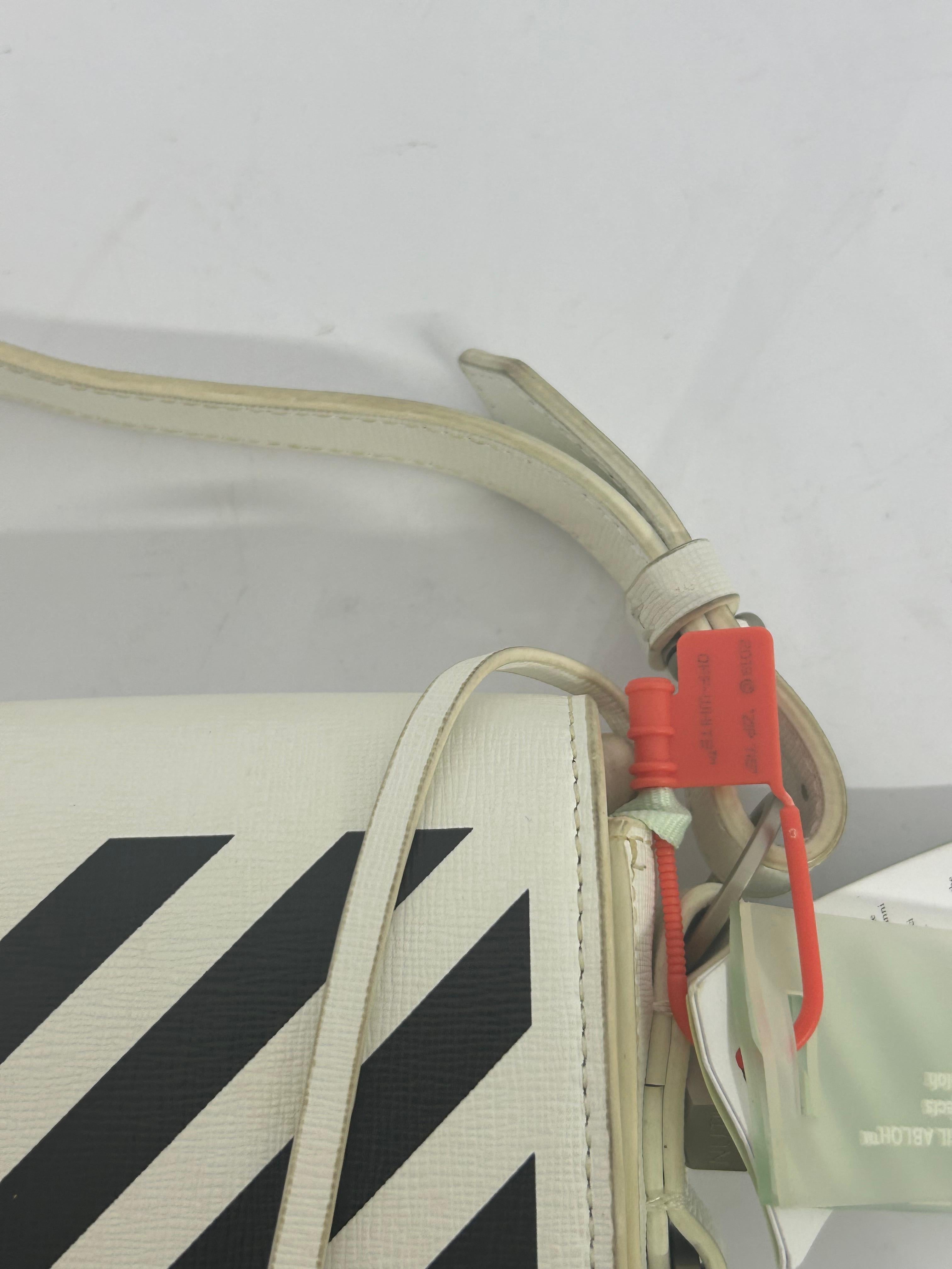 Off-White Baby Diagonal Stripe Flap Bag For Sale 5