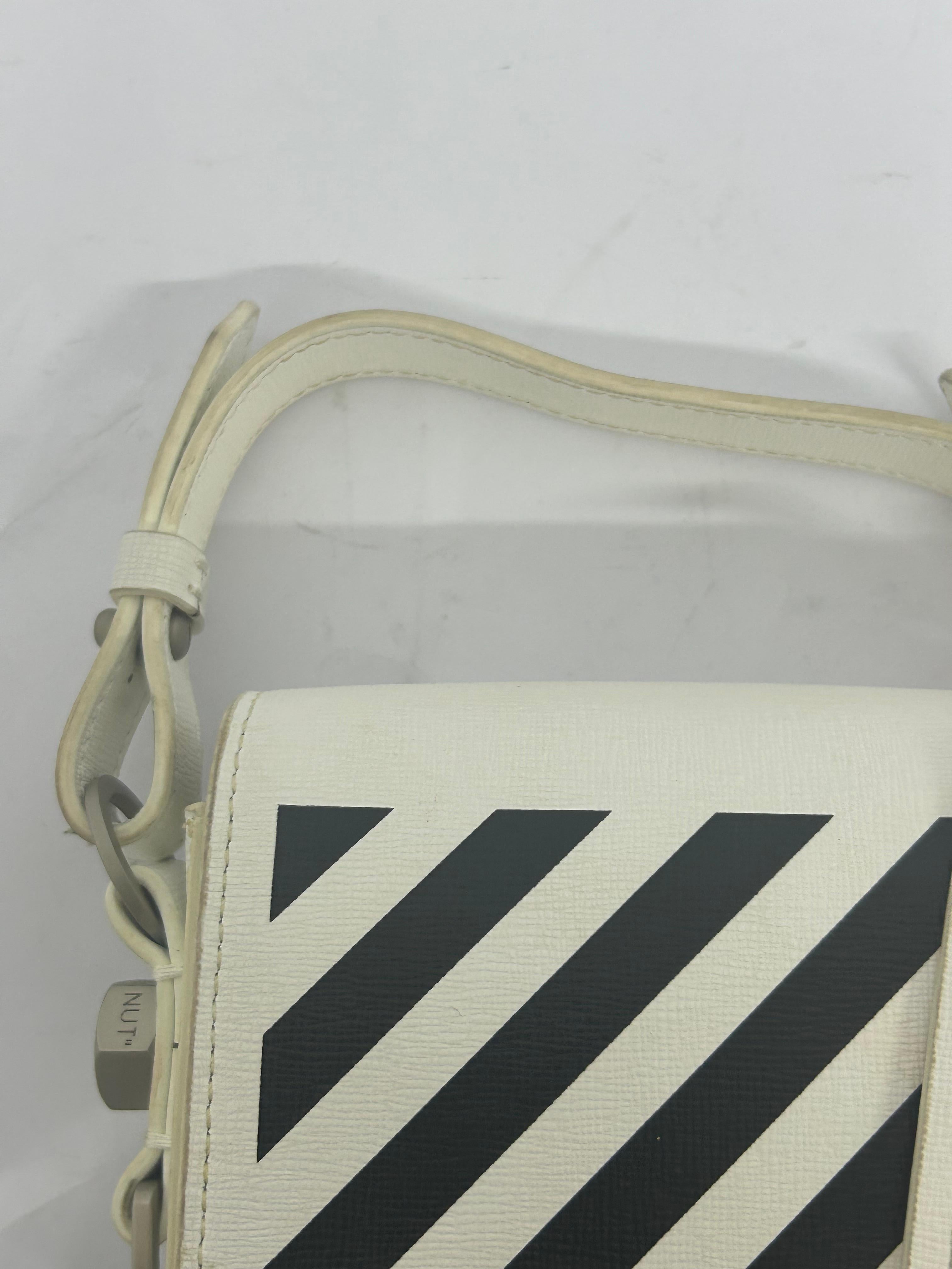 Off-White Baby Diagonal Stripe Flap Bag For Sale 6