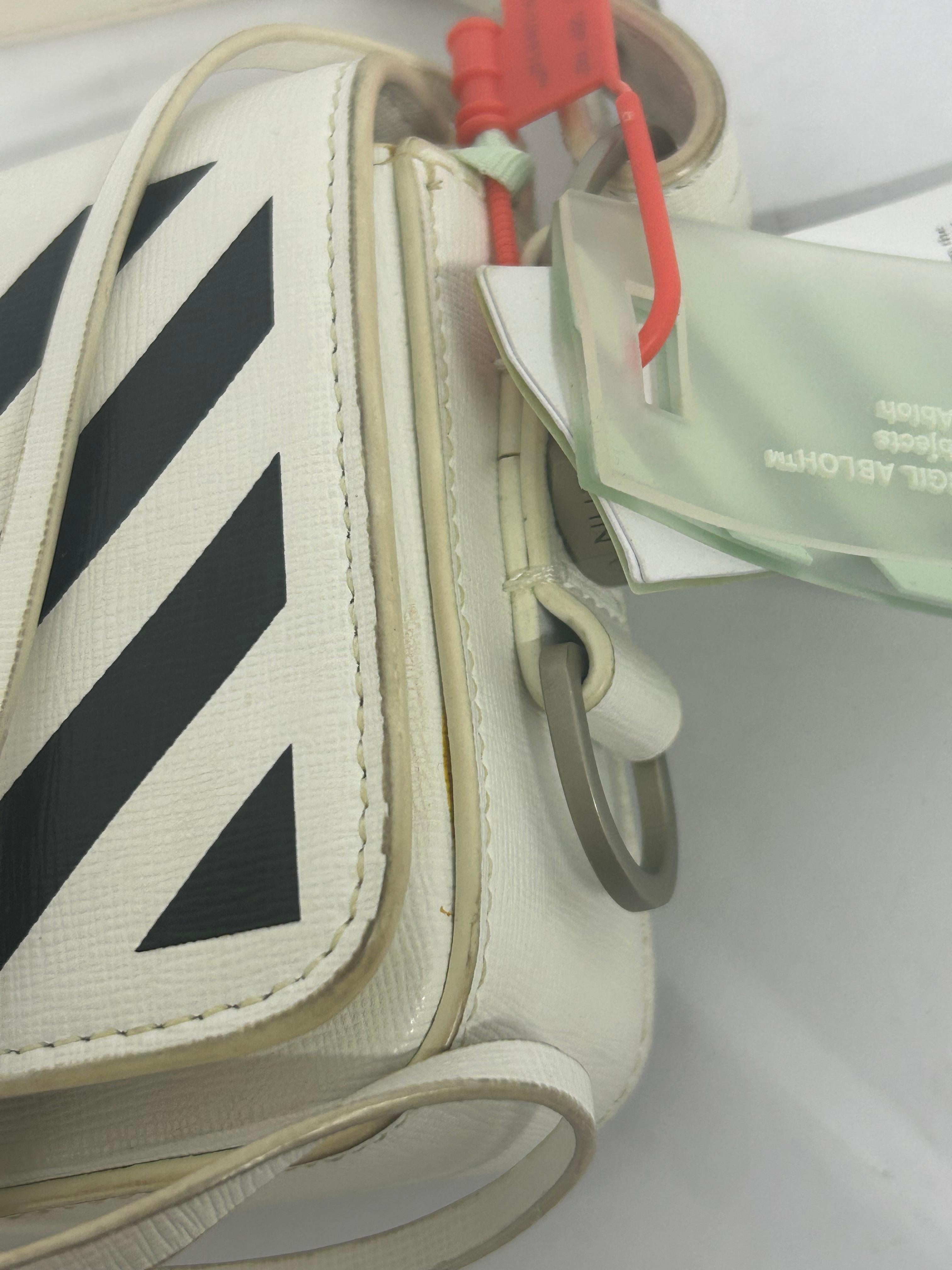 Off-White Baby Diagonal Stripe Flap Bag For Sale 7