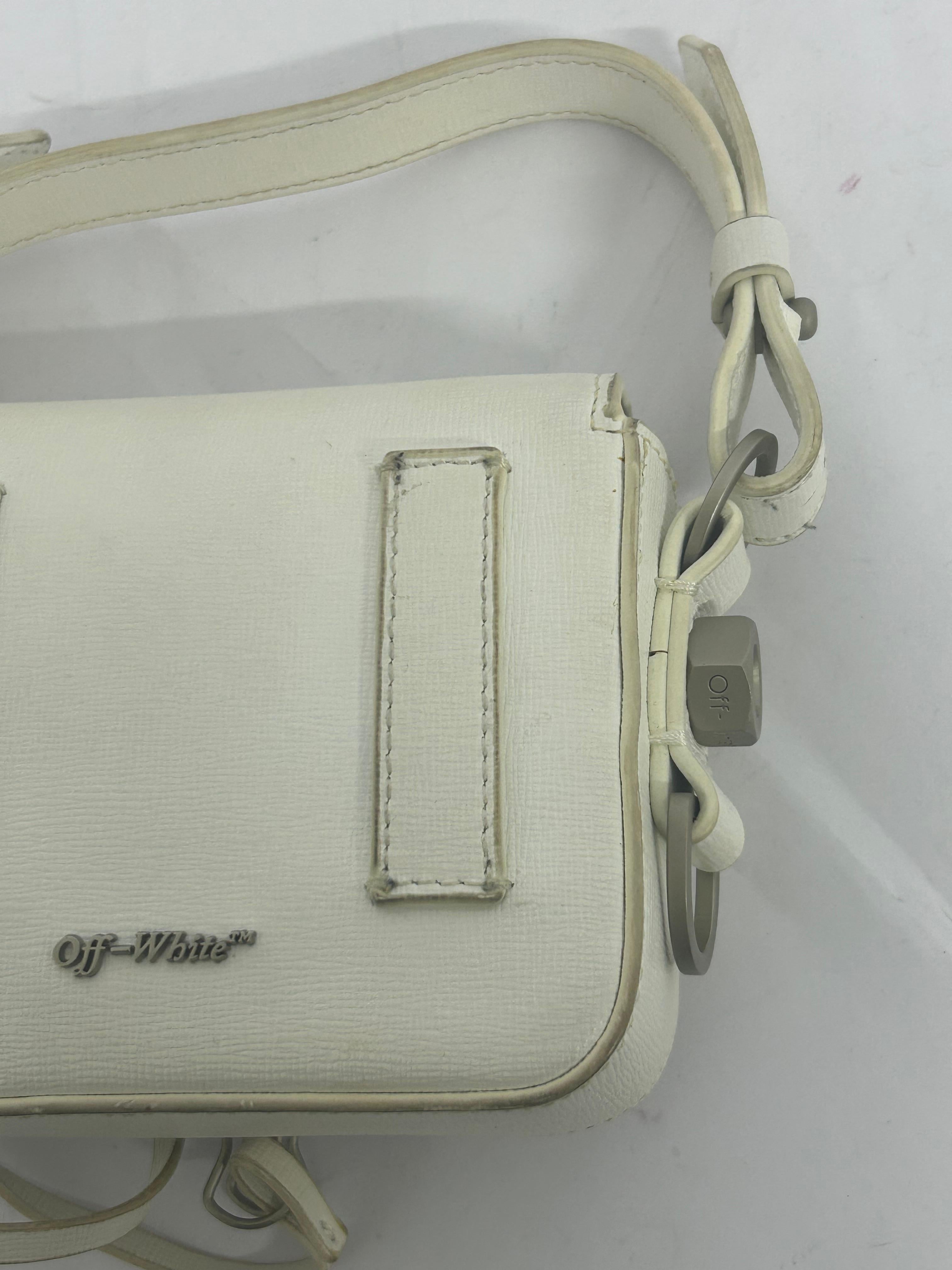 Off-White Baby Diagonal Stripe Flap Bag For Sale 8