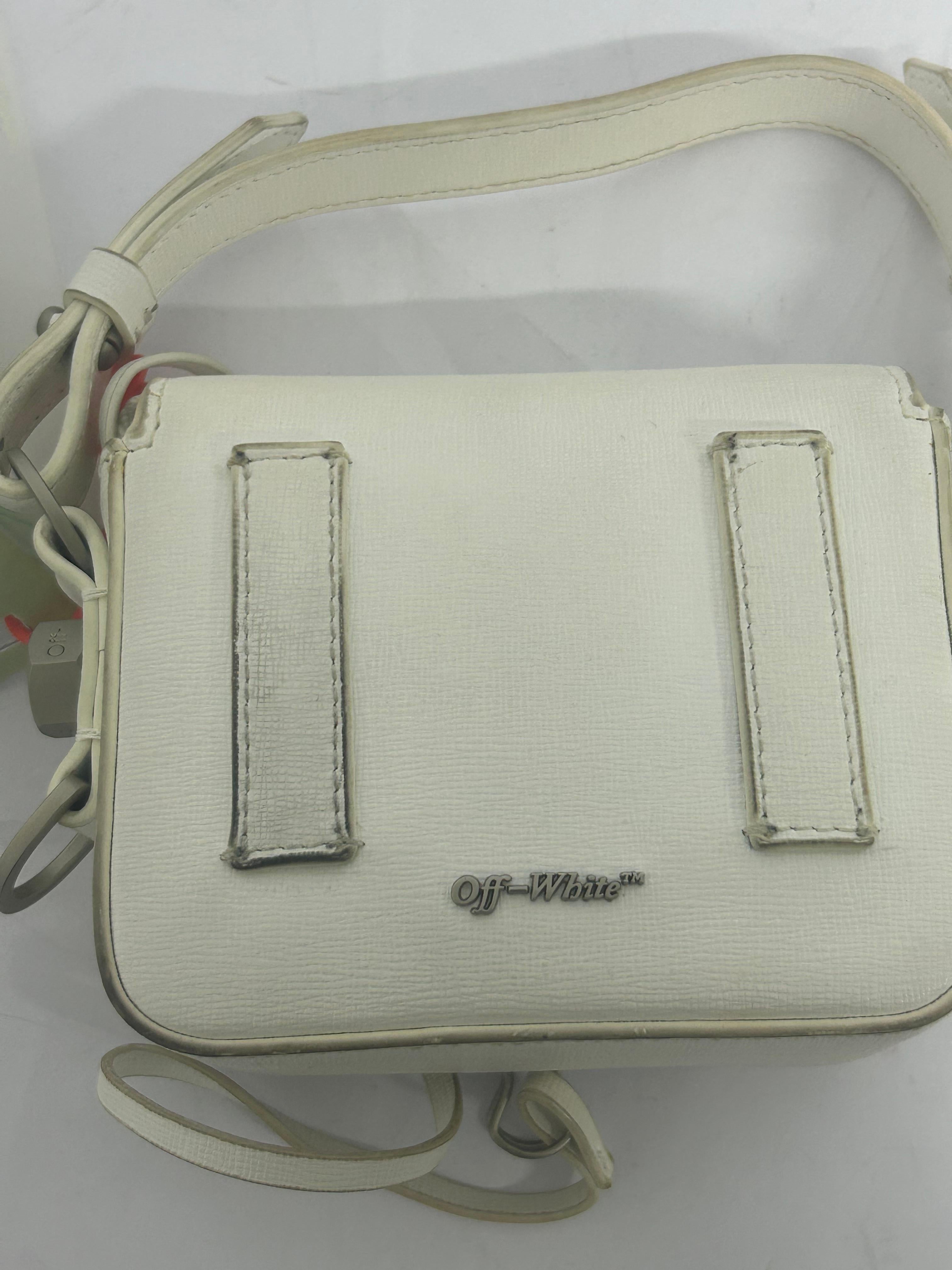 Off-White Baby Diagonal Stripe Flap Bag For Sale 9