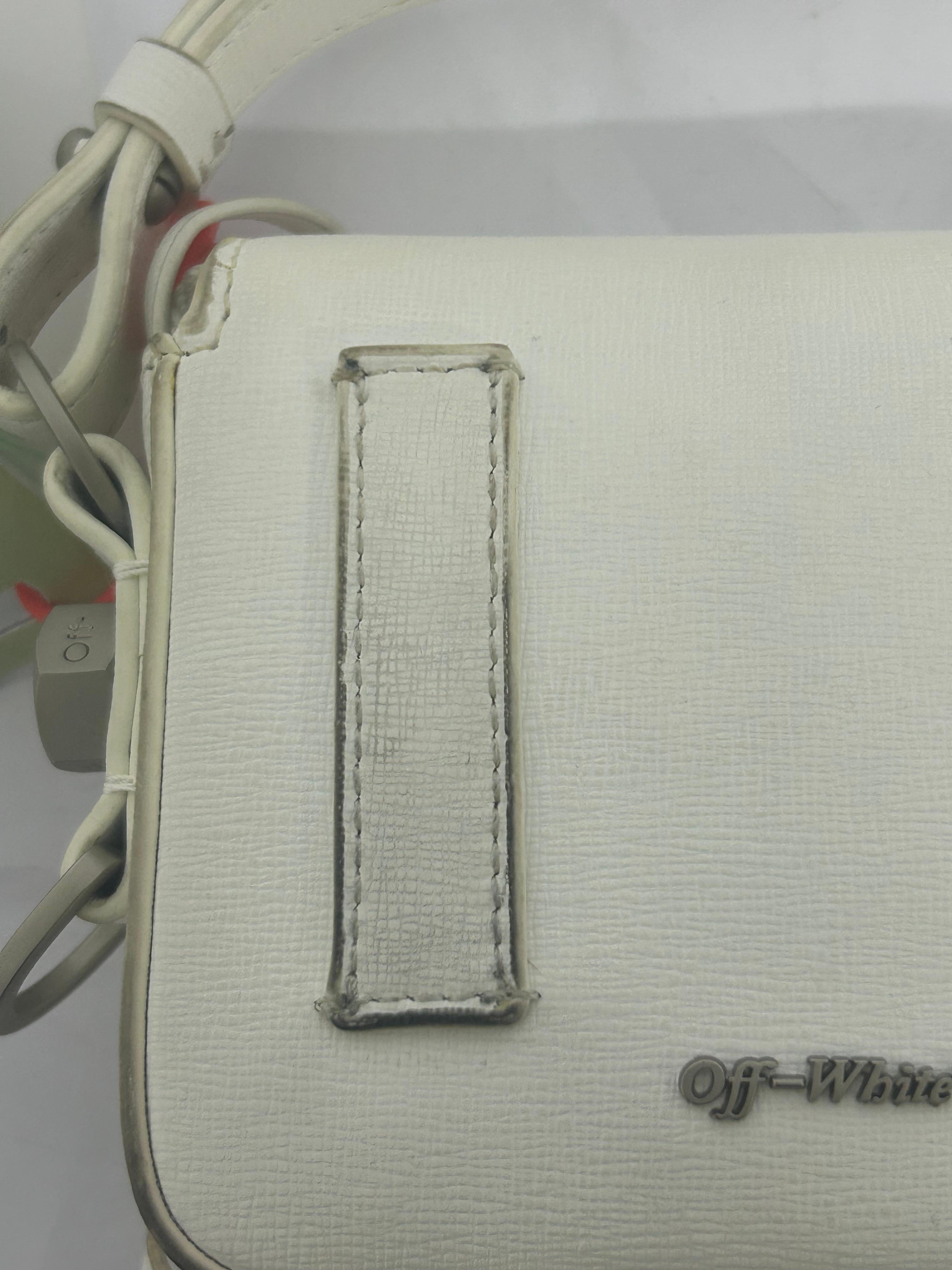 Off-White Baby Diagonal Stripe Flap Bag For Sale 13