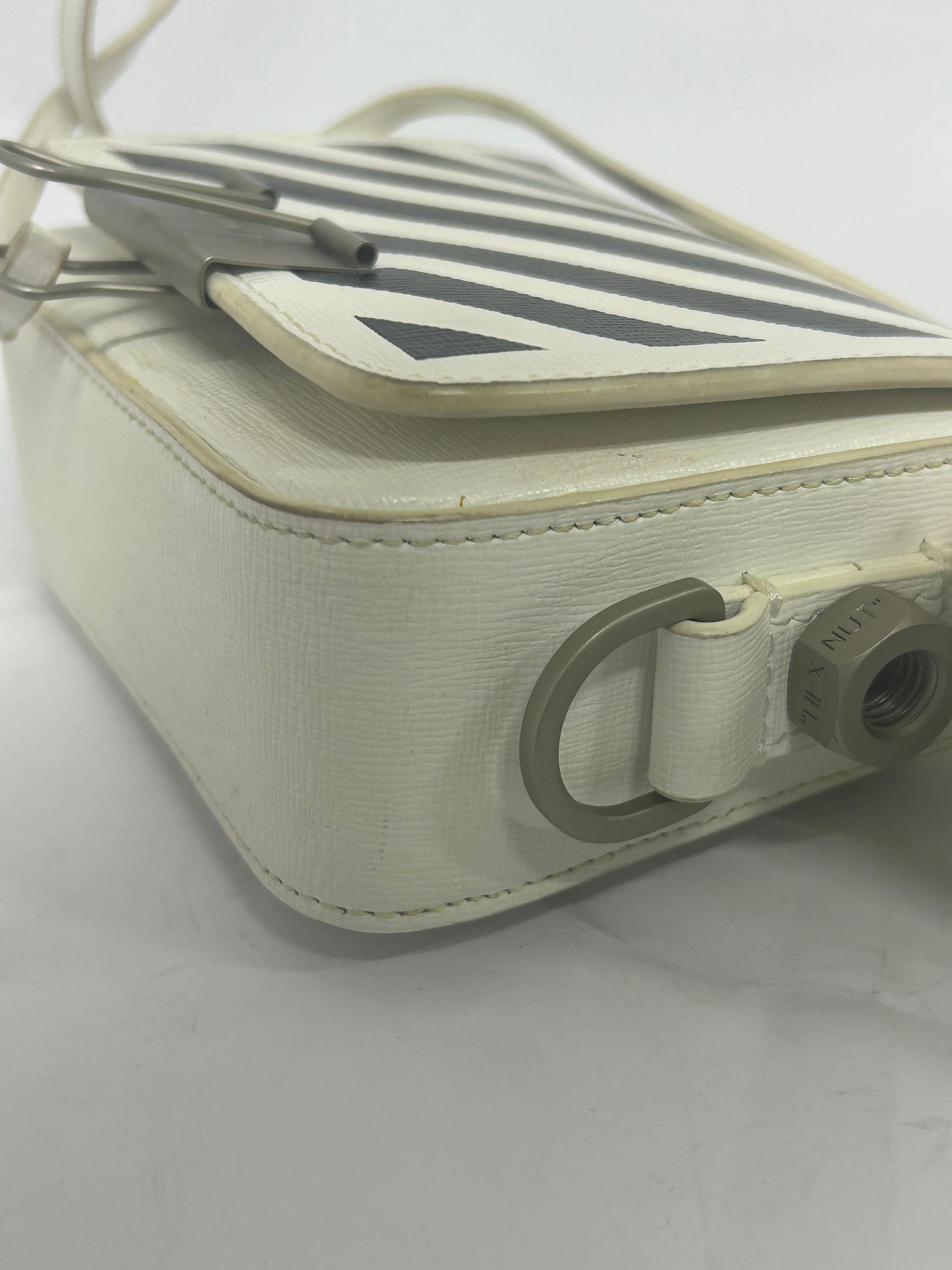 Off-White Baby Diagonal Stripe Flap Bag For Sale 2