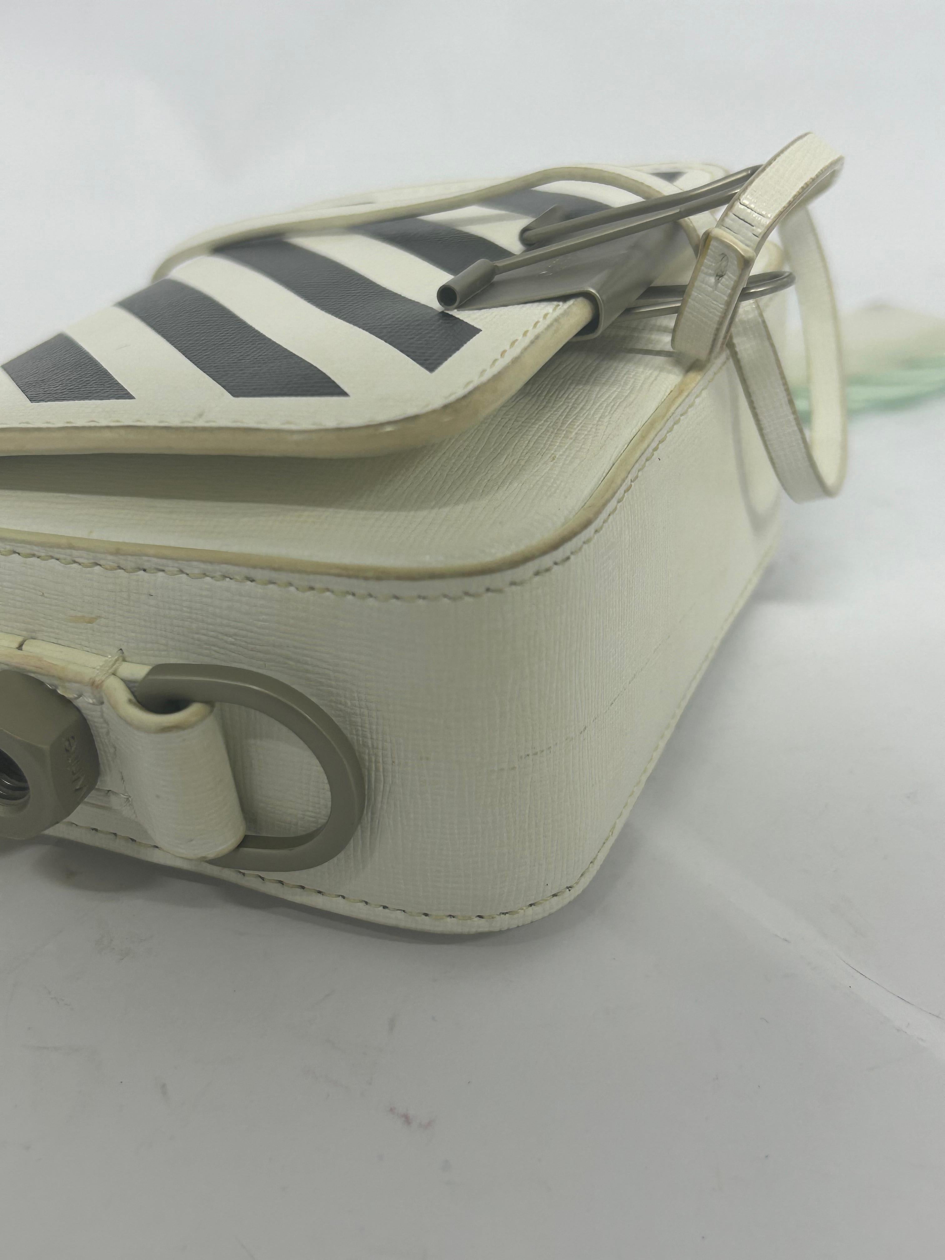 Off-White Baby Diagonal Stripe Flap Bag For Sale 3