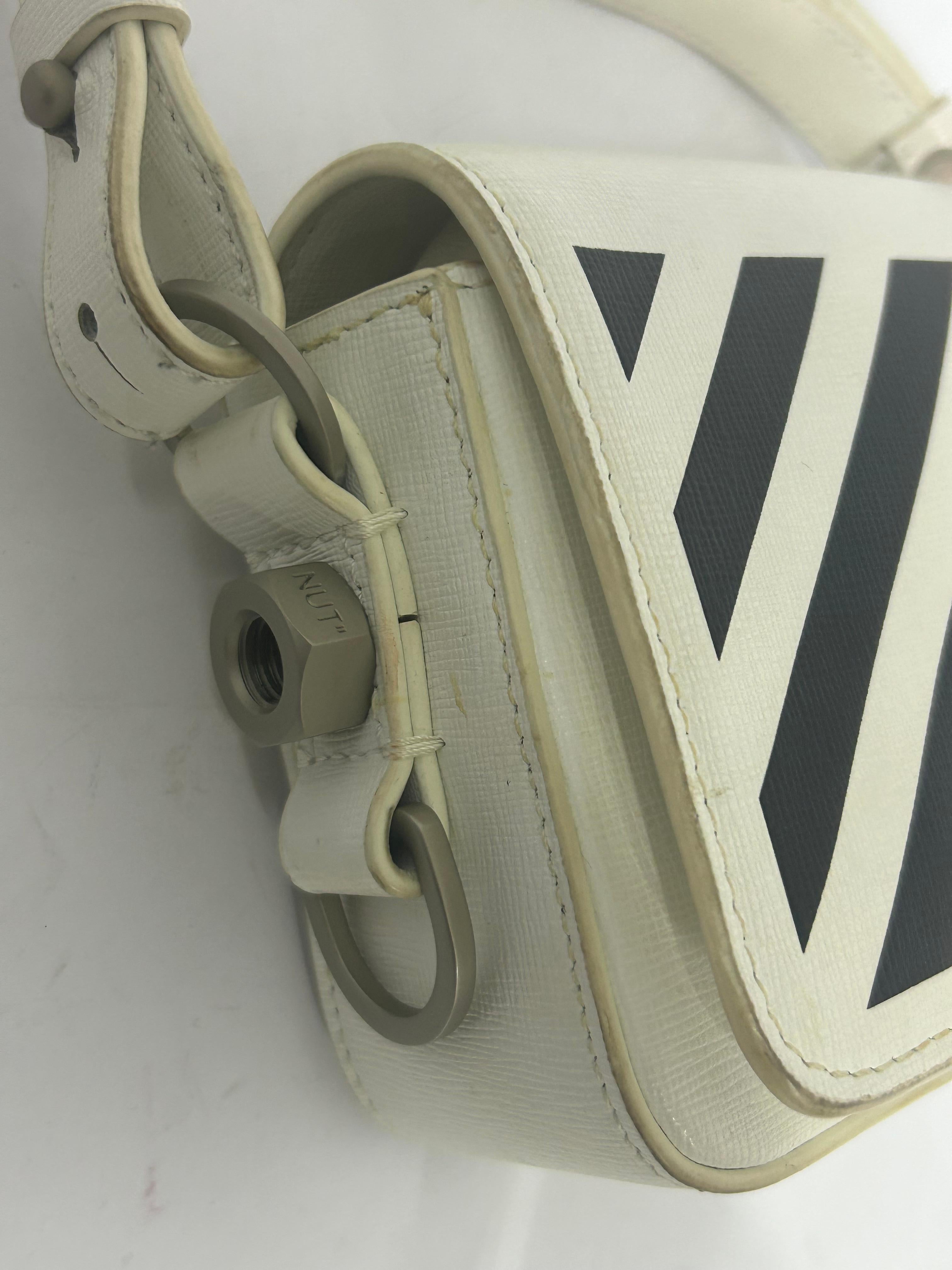 Off-White Baby Diagonal Stripe Flap Bag For Sale 4