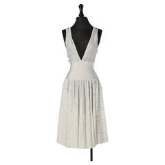 Abito in rayon jacquard senza schienale bianco sporco ALEXANDRE Vauthier