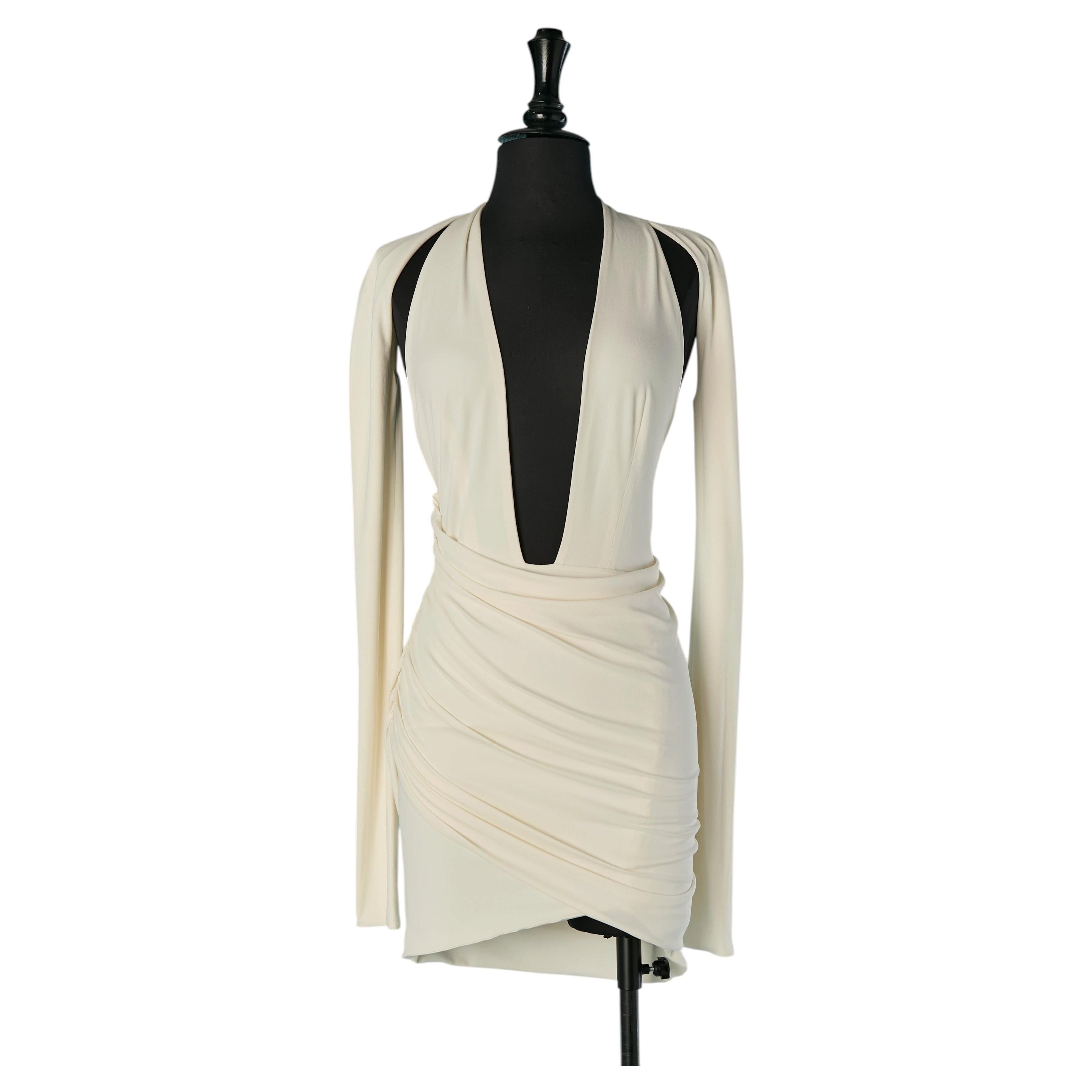 Off-white backless rayon jersey mini dress ALEXANDRE VAUTHIER