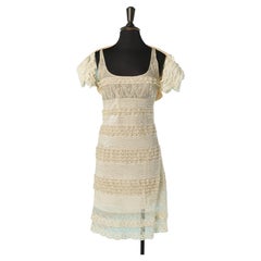 Off-white beaded cocktail dress with lace boléro VALENTINO