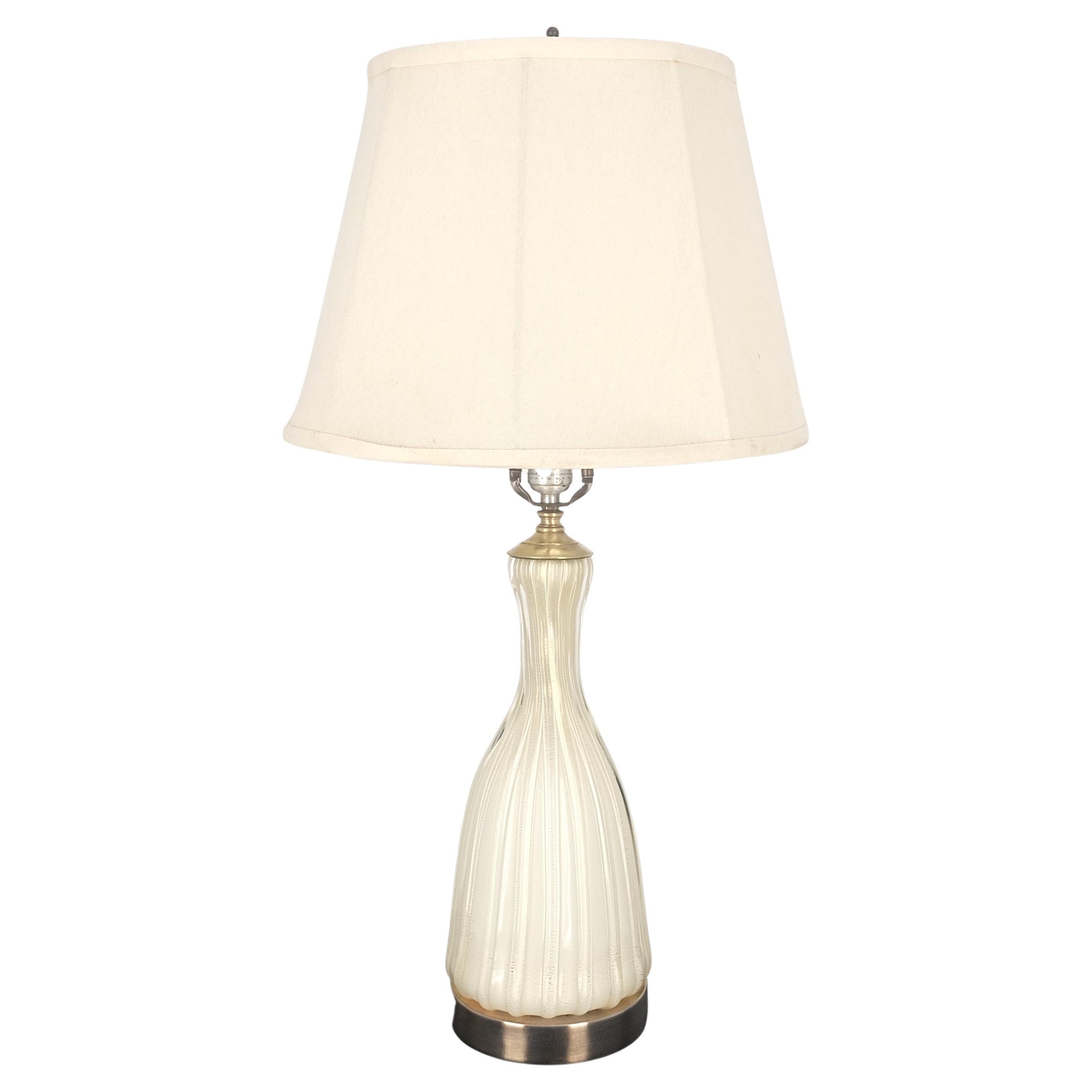 Off-White Beige Flasche Form Murano Glas Tischlampe MINT!
