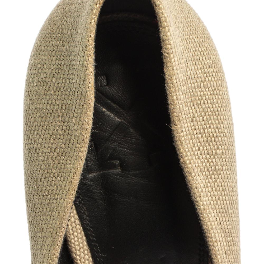 Off-White Beige Canvas Pointed Toe Pumps Size 39 1