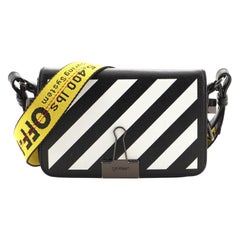 Off White Binder Clip Flap Bag Striped Leather Mini