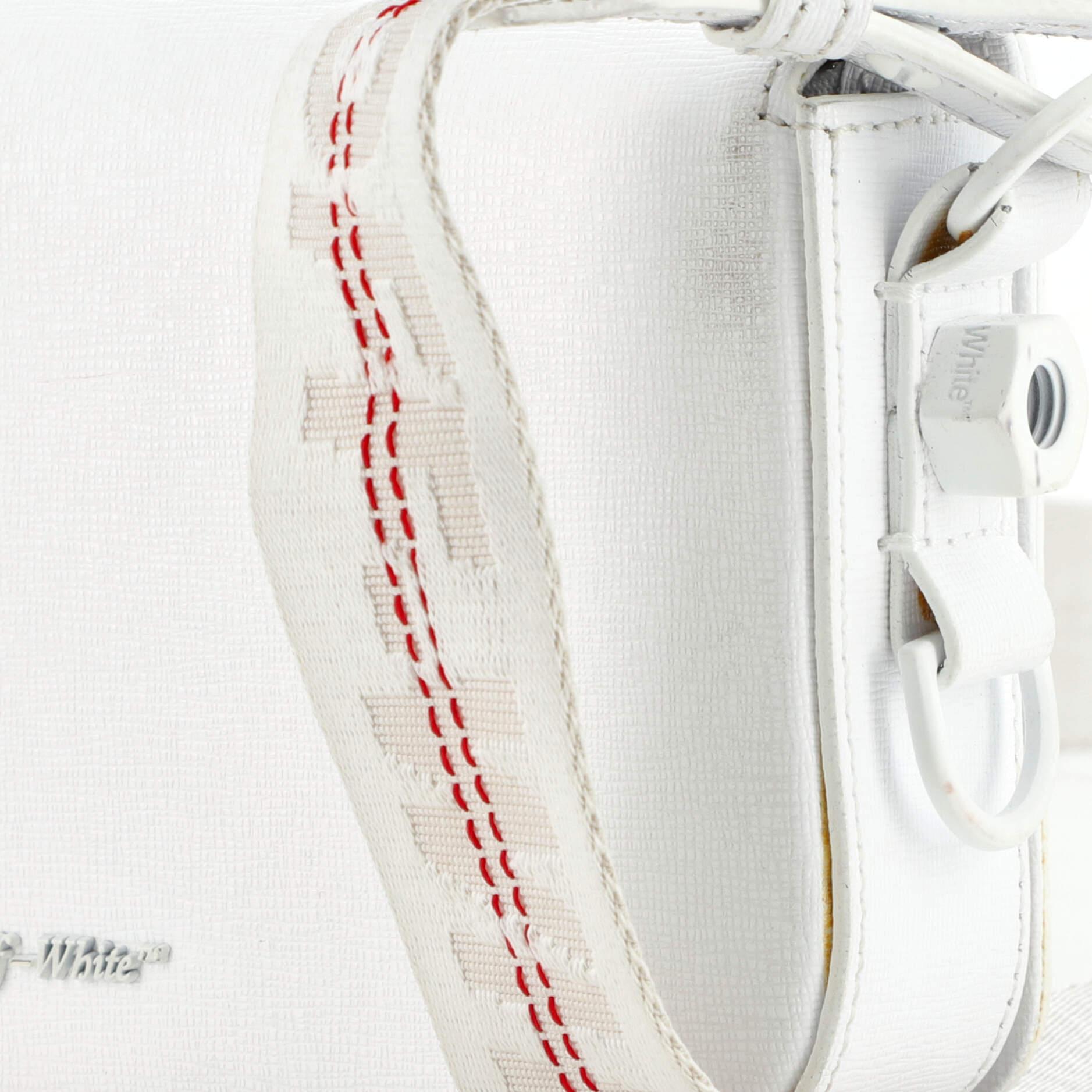 Off White Binder Clip Flap Bag Striped Leather Small For Sale 2