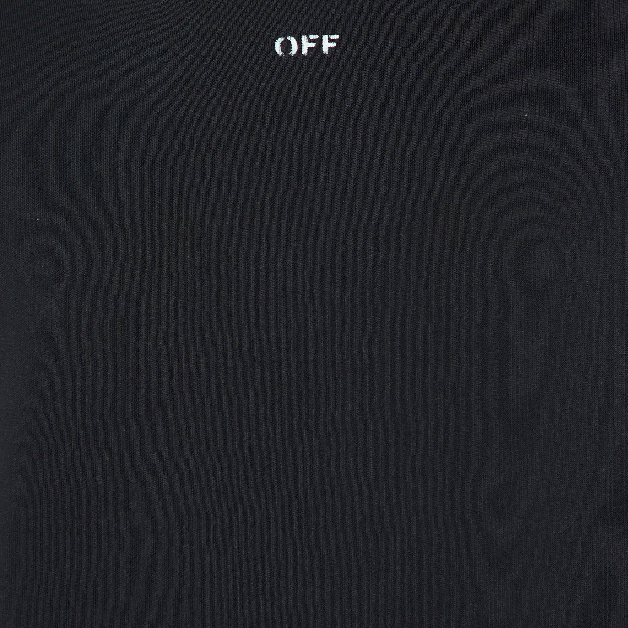 Off-White Black Arrow Print Cotton Crew Neck Sweatshirt XS For Sale 1