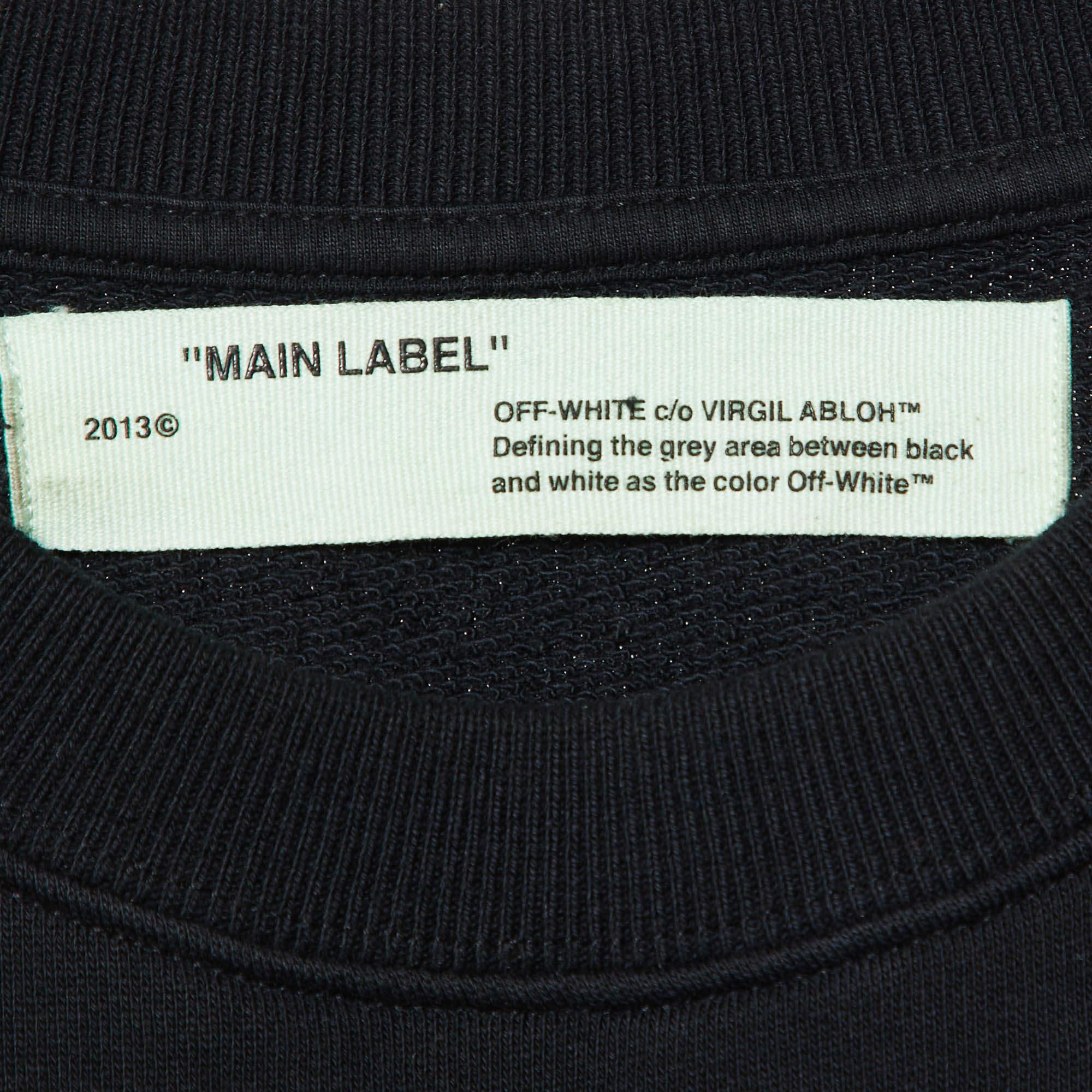 Off-White Black Arrow Print Cotton Crew Neck Sweatshirt XS For Sale 2