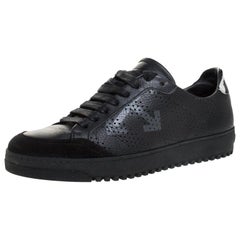 Off-White Black Arrow Print Leather Lace Up Sneakers Size 38