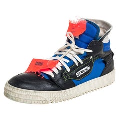 Off-White Black/Blue Leather And Canvas Off-Court 3.0 High-Top Sneakers Size 42