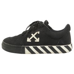 Off-White Black Canvas Vulcanized Low Top Sneakers Size 42