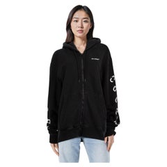 Off-White Black Chain Logo Zip Up Hoodie Size XL