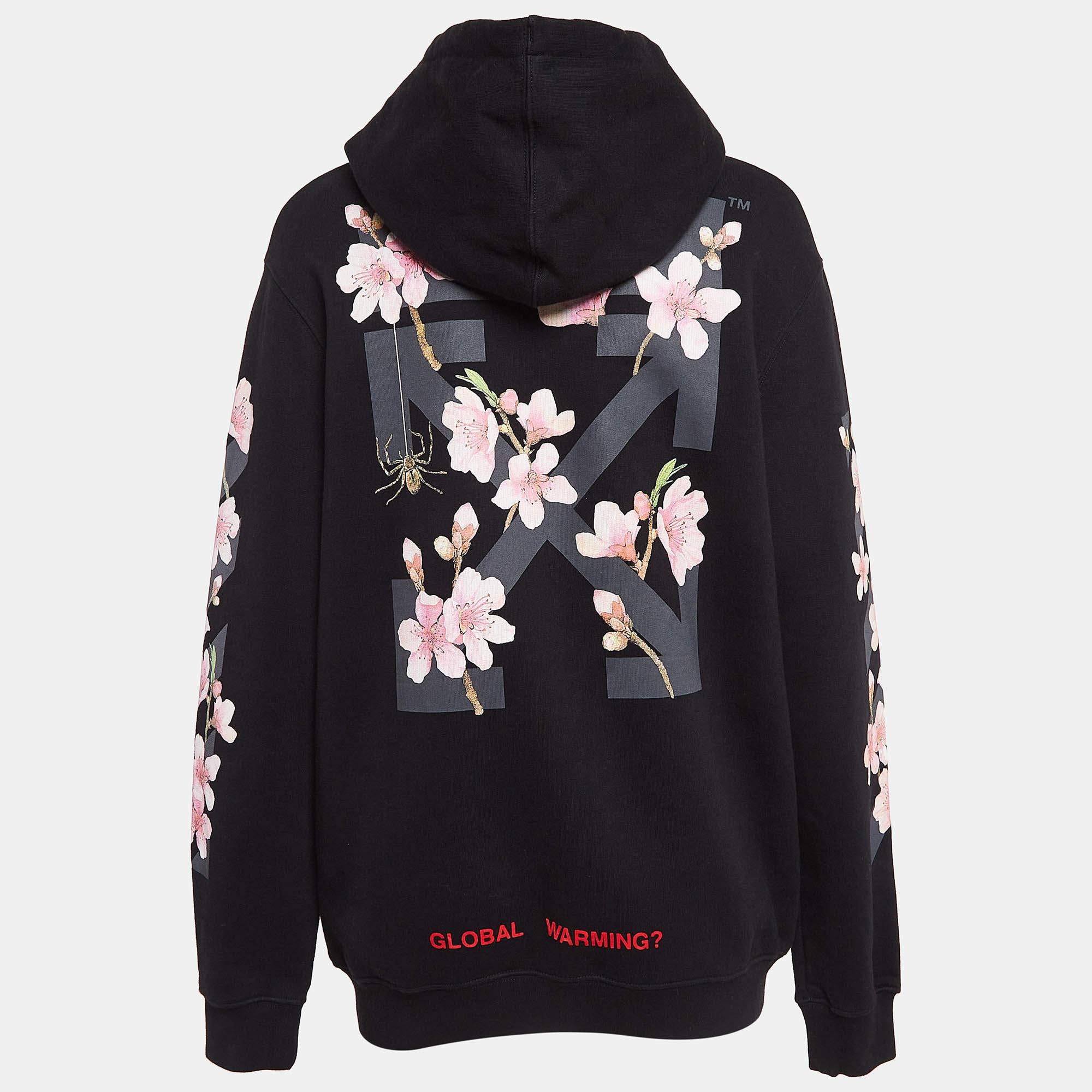 The Off White Virgil Abloh hoodie seamlessly blends luxury and streetwear. Crafted with precision it features a distinctive cherry blossom print reflecting the collaborative creativity. This creation combines high fashion with urban style making a