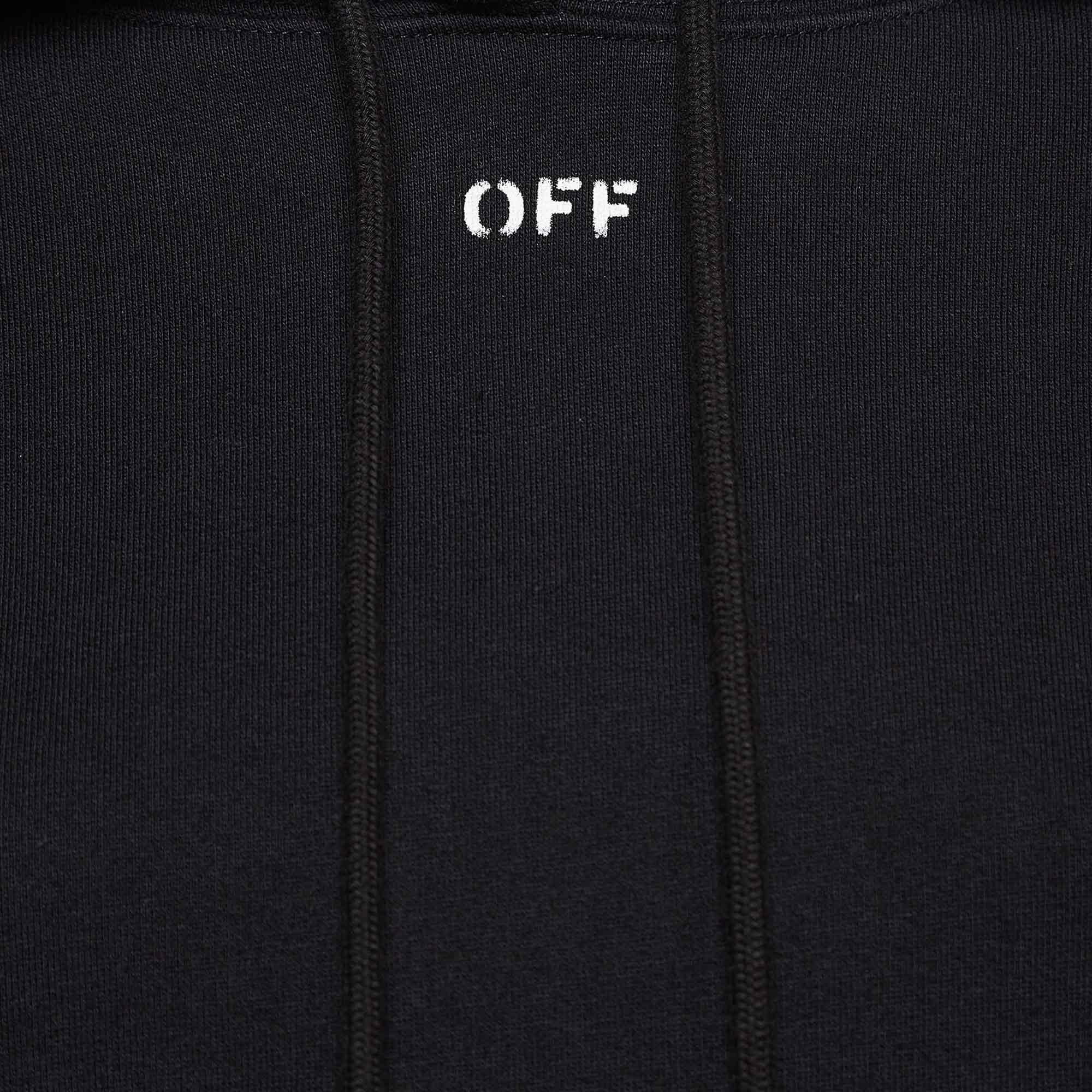 Off-White Black Cherry Blossom Print Virgil Abloh Hoodie S In Fair Condition In Dubai, Al Qouz 2