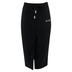 Off White Black Cotton Logo Print Midi Skirt