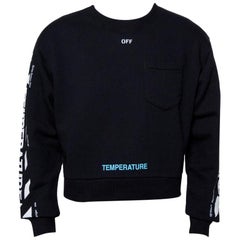 Off-White Black Cotton Temperature Logo Printed Oversized Crewneck Sweatshirt S