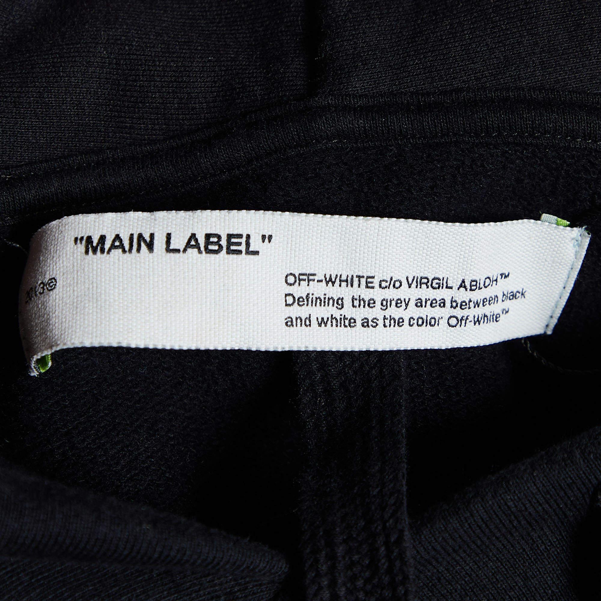 Off-White Black Cotton Universal Key Embroidered Hoodie M For Sale 1