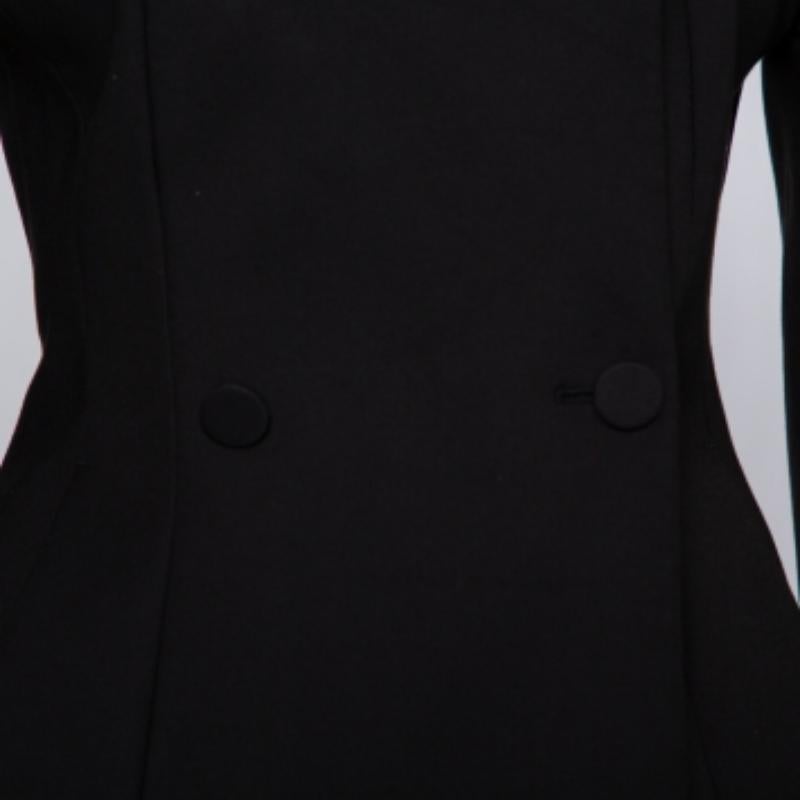 Off-White Black Crepe Off Shoulder Asymmetrical Hem Blazer M For Sale 4
