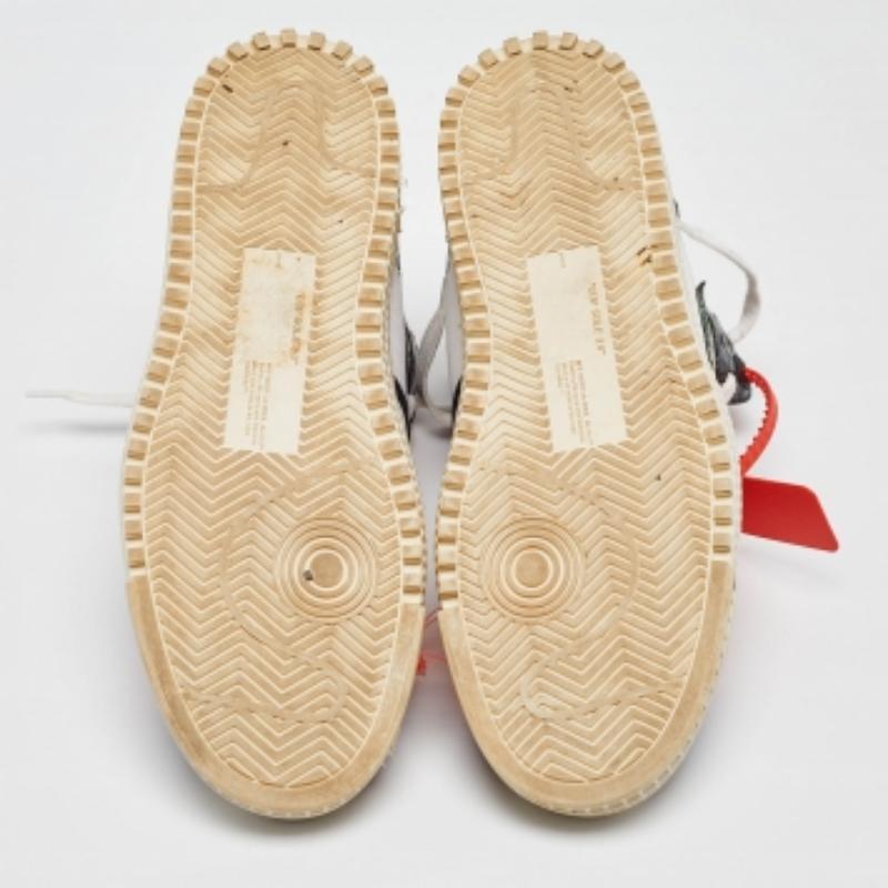 Beige Off-White Black Croc Embossed and Canvas Off Court 3.0 High Top Sneakers Taglia 38 in vendita