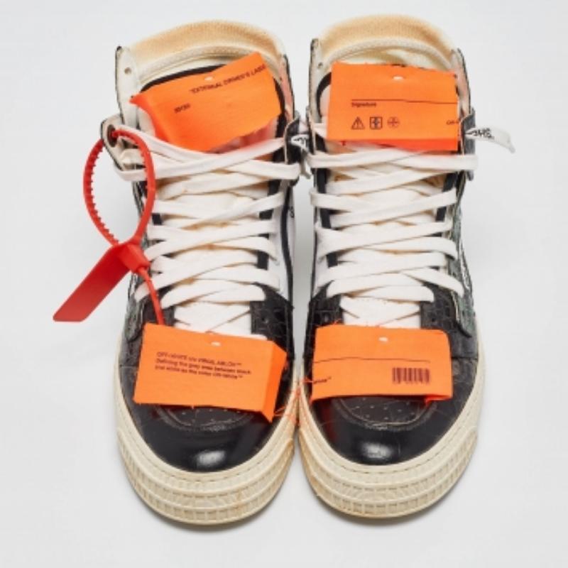 Off-White Black Croc Embossed and Canvas Off Court 3.0 High Top Sneakers Taglia 38 in vendita 2