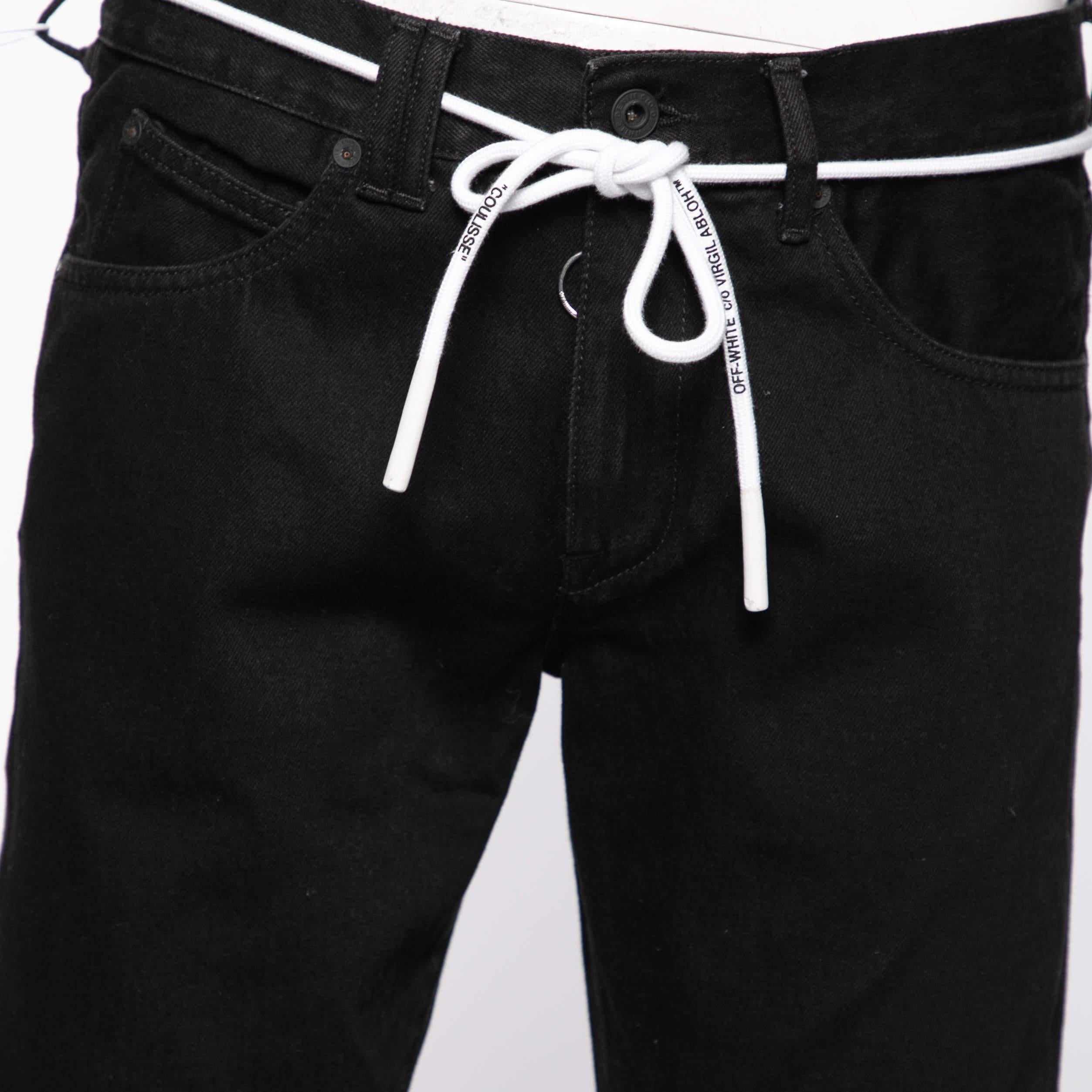 Off-White Black Denim Arrow Printed Jeans M For Sale 2