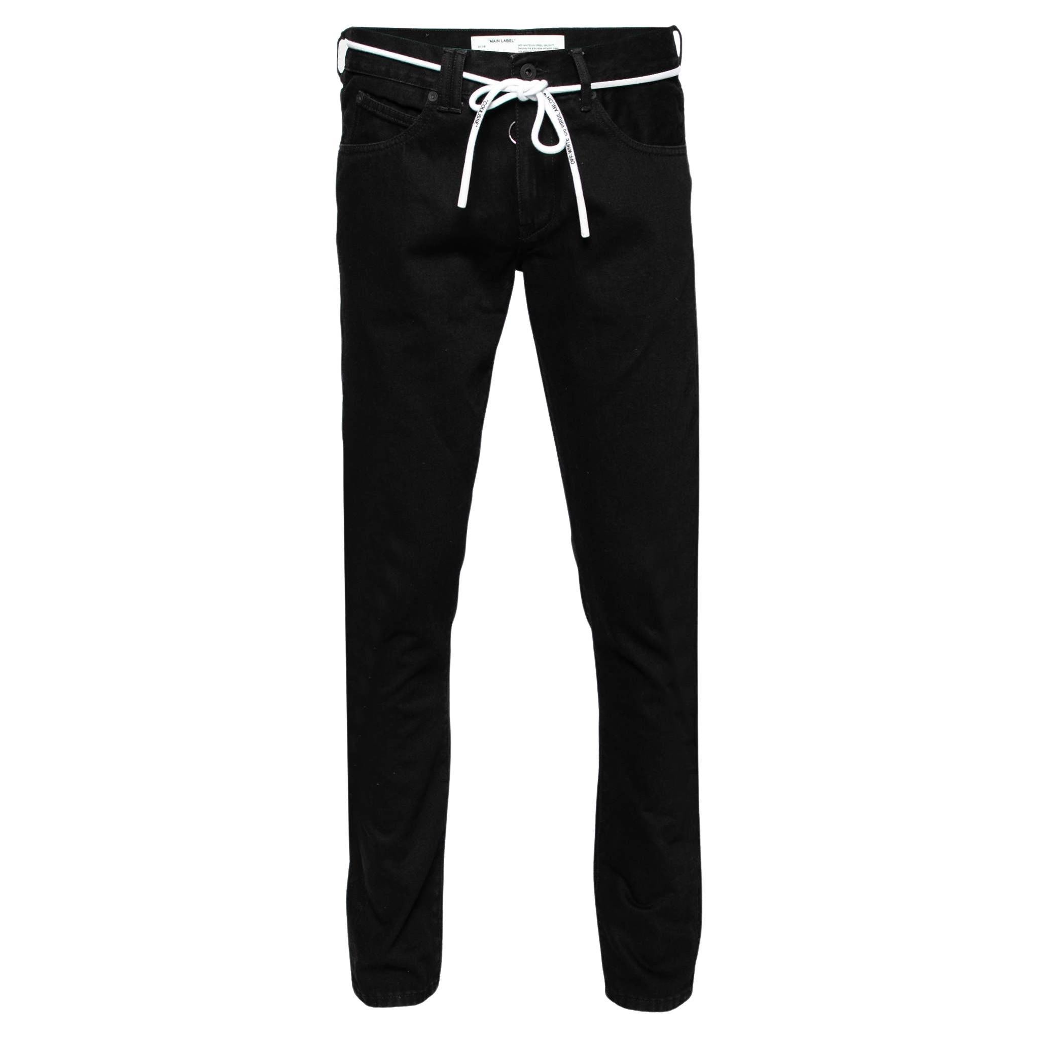 Off-White Black Denim Arrow Printed Jeans M For Sale