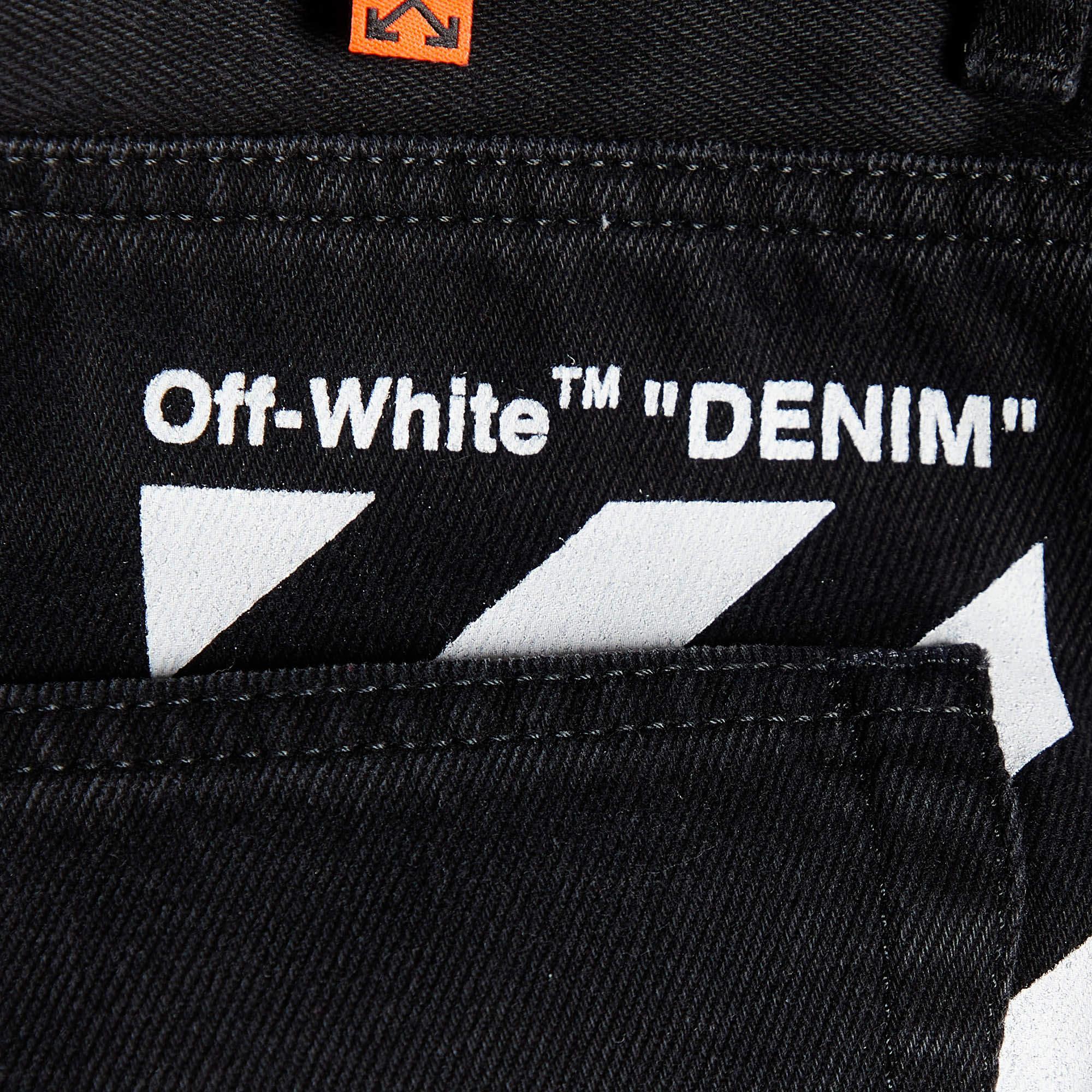 Off-White Black Denim Logo Detail Slim Fit Jeans S/Waist 31