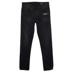 Used Off-White Black Denim Logo Detail Slim Fit Jeans S/Waist 31"
