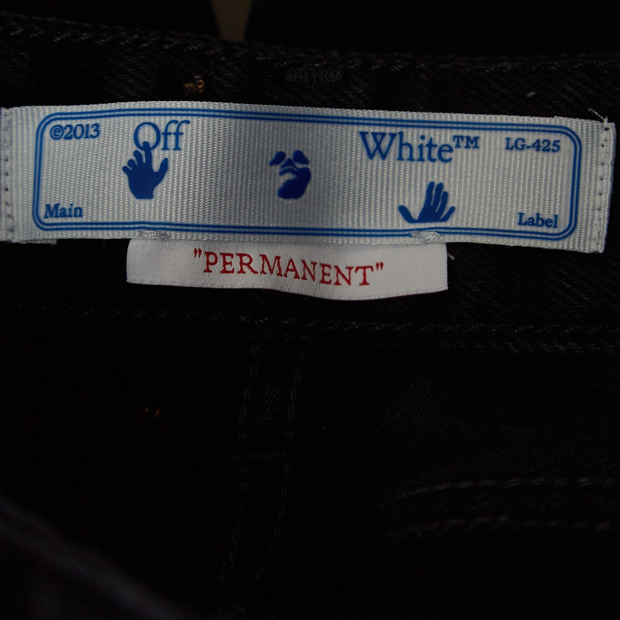 Women's Off-White Black Diagonal Striped Denim High Waist Jeans S Waist 24