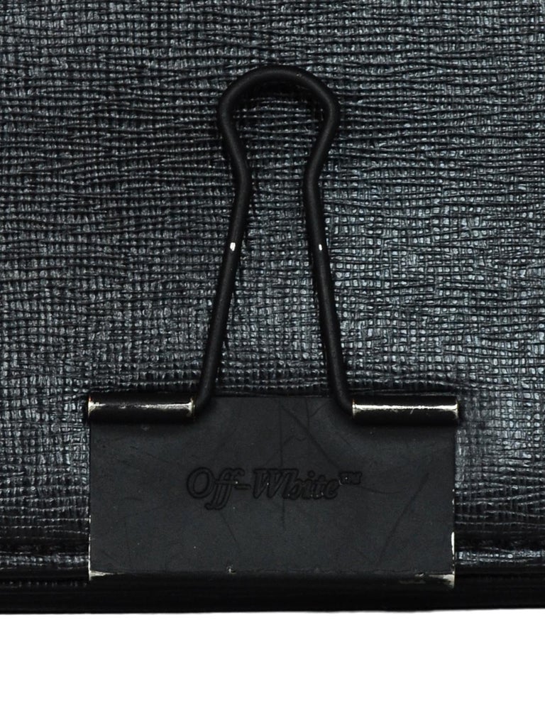 Off-White Black Leather Binder Clip Crossbody Bag For Sale at 1stDibs